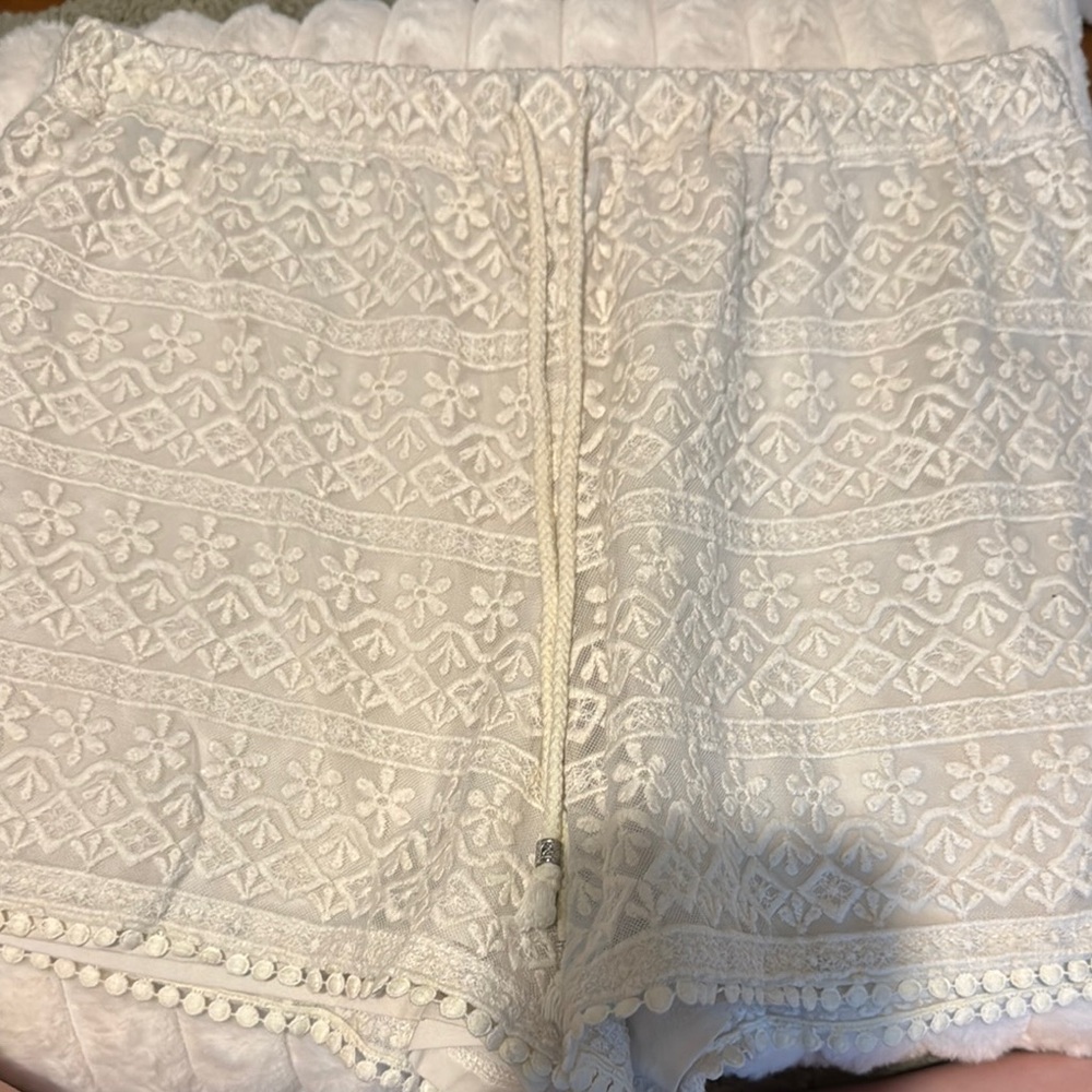 White Embroidered Shorts